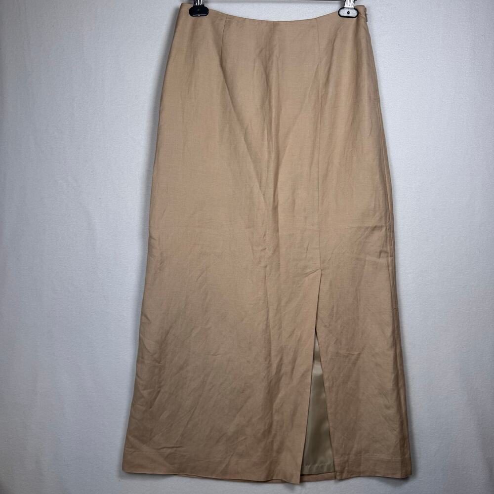 VTG EDDIE BAUER Linen Blend Women Skirt sz 8 Basic Minimalist Cottagecore Beige
